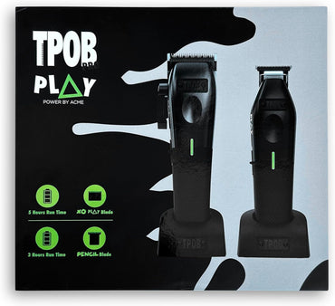 Play Barber Hair Clipper and Trimmer for Men 7500 RPM with Rubber Grips (Blackout 2 Set)
