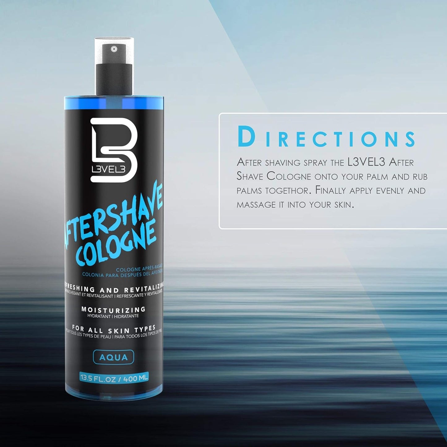 Level 3 after Shave Spray Cologne - Softens Skin - Refreshes and Relieves Face and Skin - Moisturizing Formula Level Three after Shaving 13.5 Floz/ 400Ml