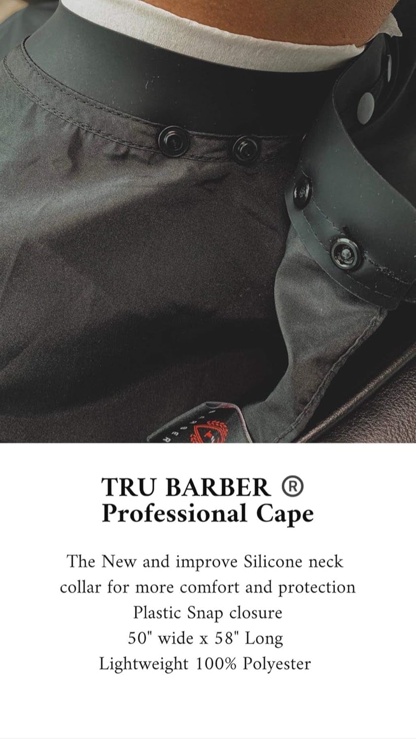 Silicone Neck Cape, Professional Cape with Snap Closure Hair Salon Cutting Cape, Barber Cape, Barbershop Cape, 50" X 58” (Blak/Red)