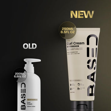 BASED Curl Cream, Defines Curls, Controls Frizz, Medium Hold, Hydrates & Nourishes with Agave, Silk Protein & Castor Oil, No Harmful Chemicals or Artificial Fragrance (8.5 Oz Pack of 1)