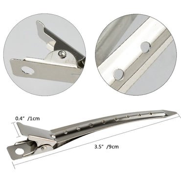 24 Packs Duck Bill Clips, 3.5 Inches Rustproof Metal Alligator Curl Clips with Holes for Hair Styling, Hair Coloring, Silver