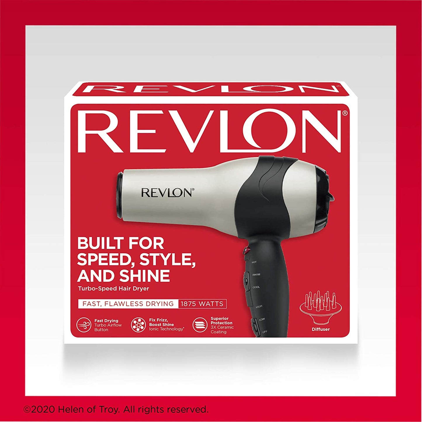Turbo Hair Dryer | 1875 Watts of Maximum Shine, Fast Dry (Silver)