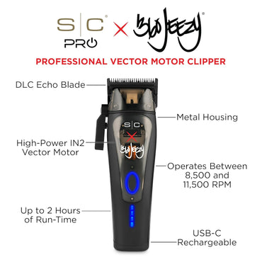 Instinct Professional IN2 Vector Motor Cordless Hair Clipper with Intuitive Torque Control, 3 Modular Lids