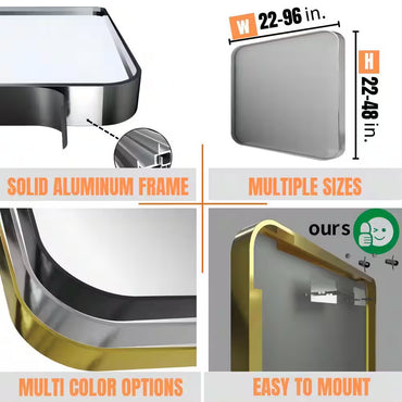 48 In. W X 32 In. H Rectangular Aluminum Framed Wall Bathroom Vanity Mirror in Silver
