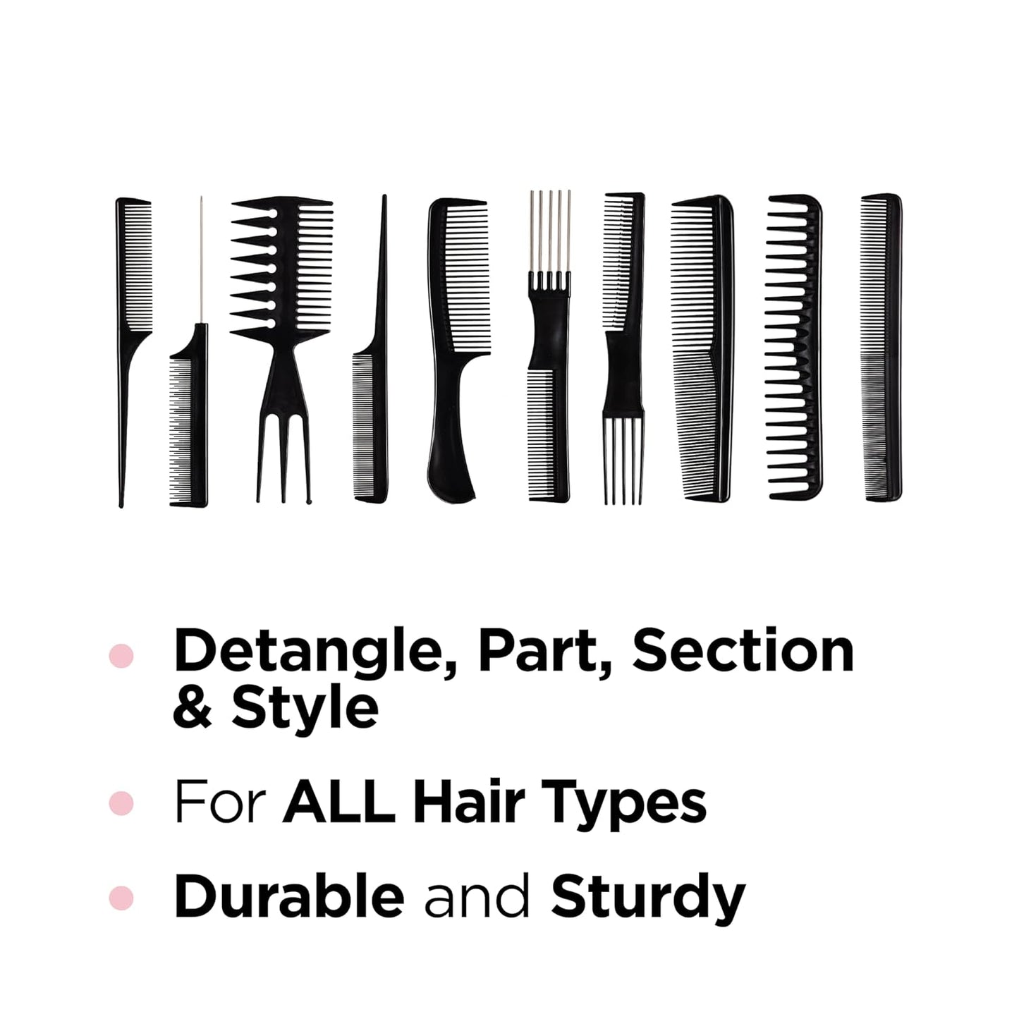 KISS Professional 10-Pc Comb Set-Detangle & Style Assortment
