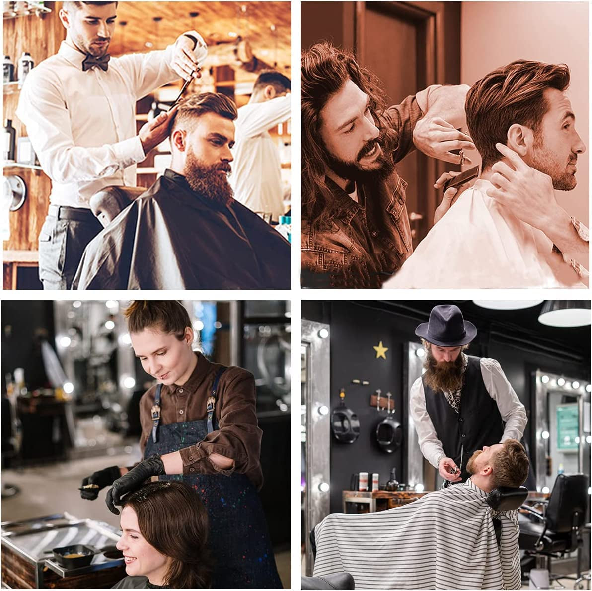10 PCS Hair Cutting Scissors Set, Professional Haircut Scissors Kit with Cutting Scissors, Thinning Shears, Comb, Cape, Clips, Black Hairdressing Texturizing Shears Set for Barber, Salon, Home