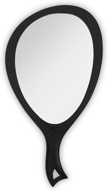 Salon Professional Extra Large Hand Mirror with Handle, 10" W X 19" L, Multi-Purpose Oval Handheld Mirror with New Distortion-Free Reflection (1, Black, Large (Pack of 1))