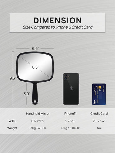 Hand Held Mirror Extra Large for Barber Lady Makeup Beauty Cosmetic with Handle