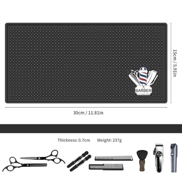 Barber Mat for Clippers Non-Slip Thickened Silicone Non-Slip Mat | Barber Shop Home Counter Workstation Organizer Mat for Scissors, Trimmers, Clippers, Hair Cards, Combs, Razors, Etc (12 * 6 Inch)