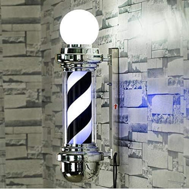Barber Pole Rotating LED Strips Light Metal Hair Salon Sign L018 (Black&White)
