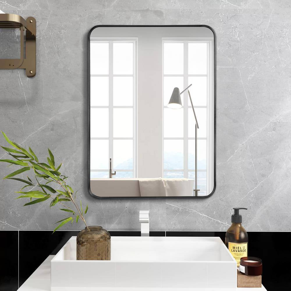 Ta. 22 In. W X 30 In. H Black Rectangle Framed Mirror