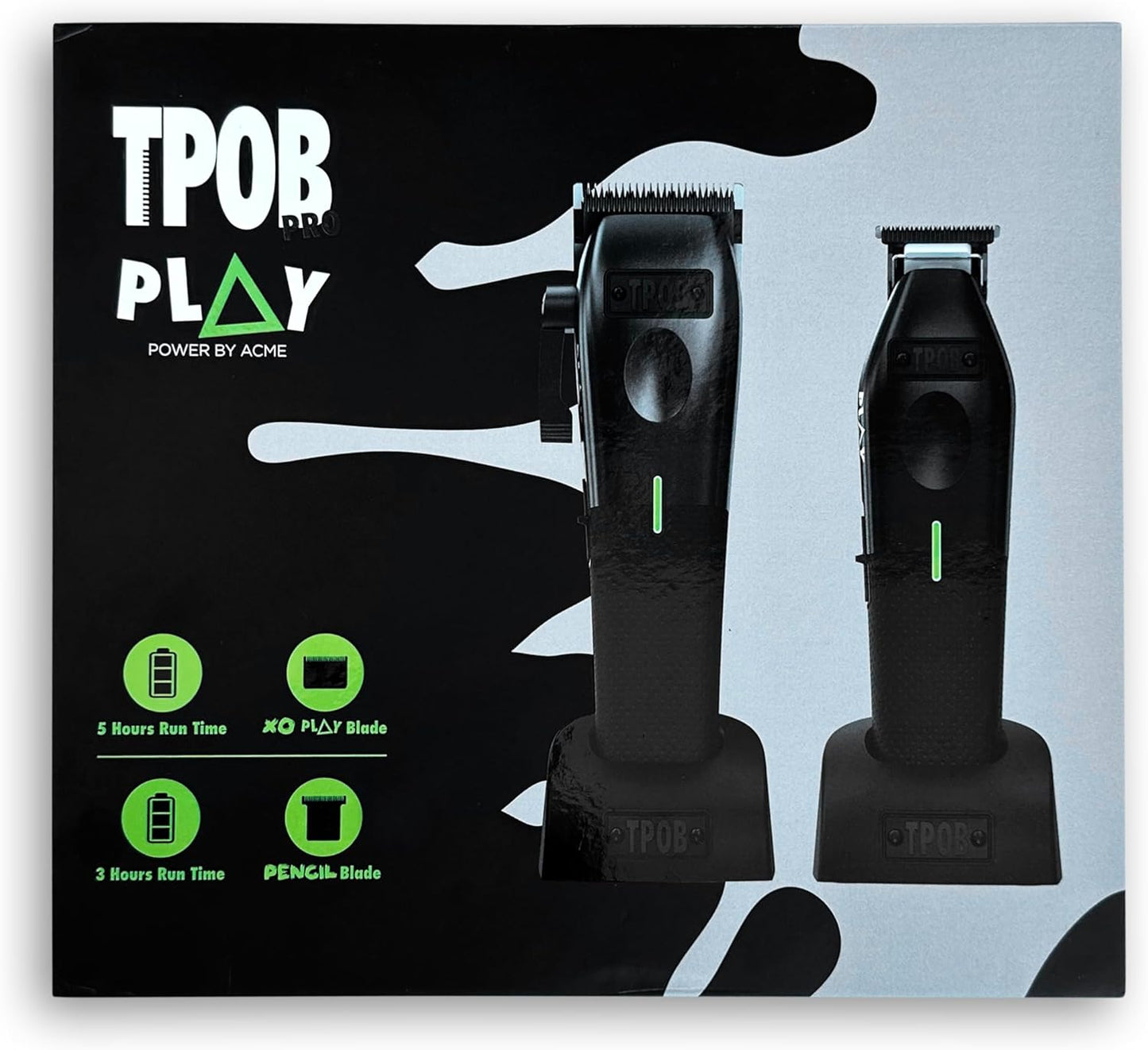 Play Barber Hair Clipper and Trimmer for Men 7500 RPM with Rubber Grips (Blackout 2 Set)