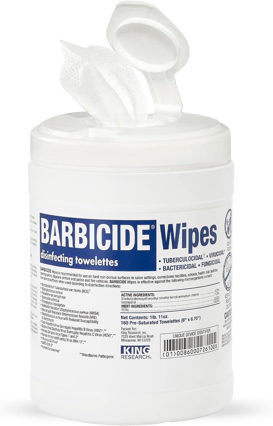 Professional Disinfecting Wipes (160 Count) – 2-Minute Hospital-Grade Kill Time – Epa-Registered Surface Wipes for Salons, Barbershops & Spas – Bactericidal, Virucidal & Tuberculocidal