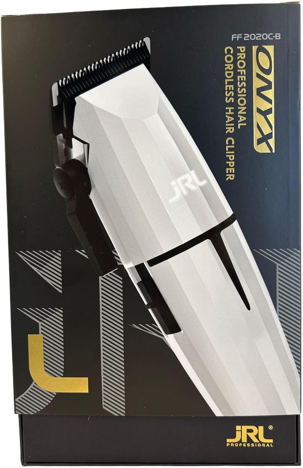 JRL GHOST Professional Cordless Hair Clipper - W/Cool Blade Technology for Men'S Grooming - Rechargeable, Quiet, up to 7500 RPM, 5HR Run Time, Equipped W/Fade Blade & Reset IQ Charging Dock (White)