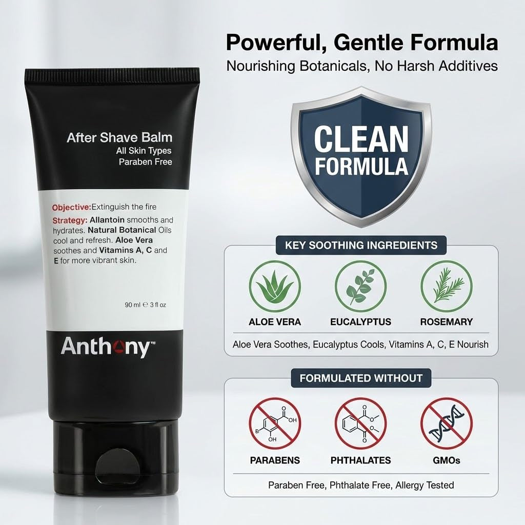 after Shave Balm for Men, Cooling & Hydrating Lotion with Vitamins A, C & E, Aloe Vera & Botanical Extracts, 3 Fl Oz, Aftershave Soothes, Moisturizes & Nourishes Skin, Reduces Razor Burn