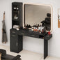 Salon Station for Hair Styling, Wall Mount Barber Salon Cabinet with 3 Hair Dryer Holders, Drawers & Shelves, Beauty Spa Storage Equipment Salon Furniture without Mirror, Black