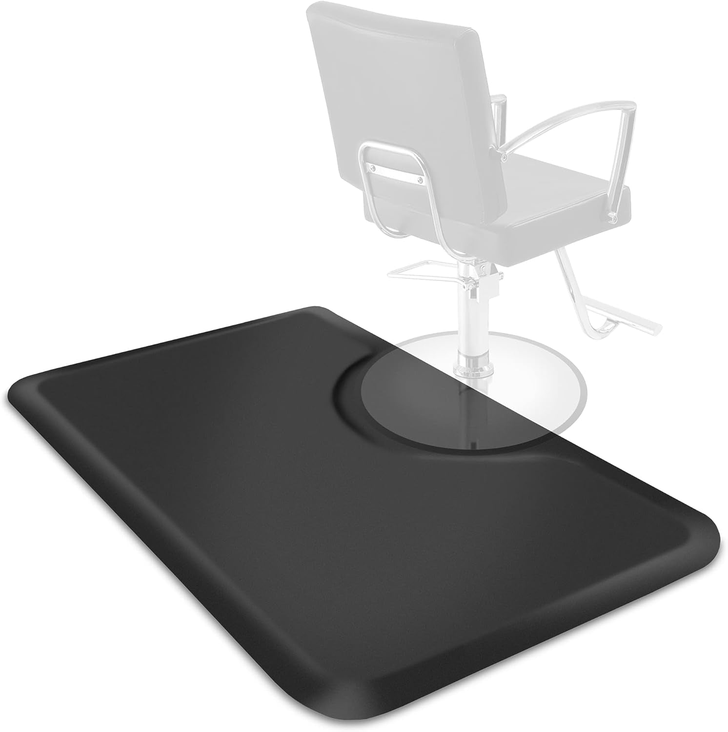 3 Ft. X 5 Ft. Salon & Barber Shop Chair Anti-Fatigue Floor Mat - Black Rectangle - 7/8 In. Thick
