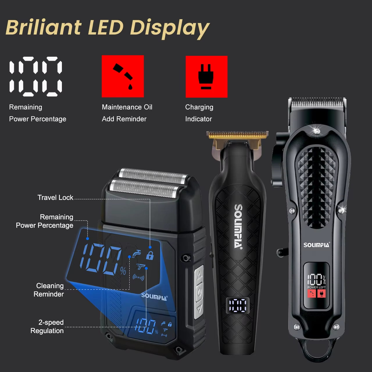 Professional Hair Clipper 3-Piece Set for Men Rechargeable Cordless Barber Clippers for Wet/Dry Hair Cutting