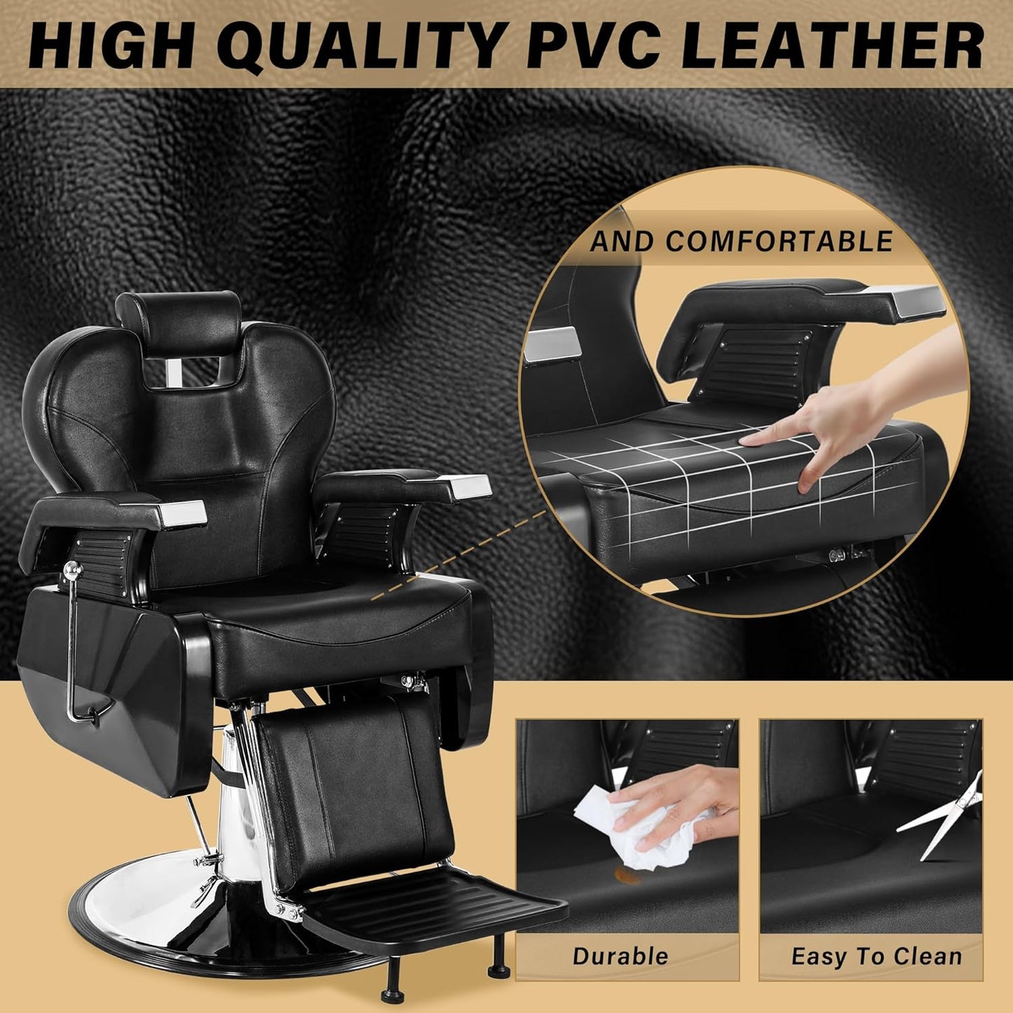 Barber Chair Salon Chairs for Hair Stylist Heavy Duty Hydraulic Reclining for Salon Barbershop Hair Stylist Professional
