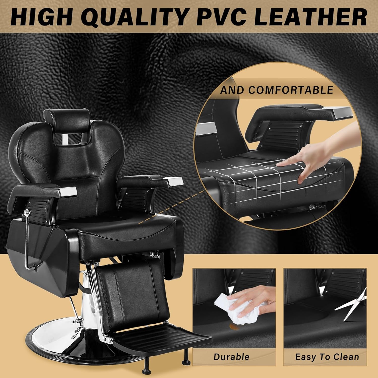 Barber Chair Salon Chairs for Hair Stylist Heavy Duty Hydraulic Reclining for Salon Barbershop Hair Stylist Professional