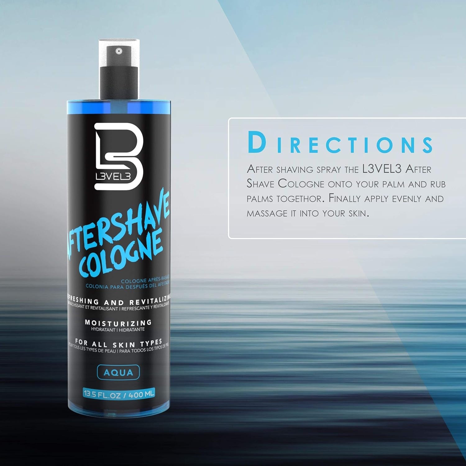 Level 3 after Shave Spray Cologne - Softens Skin - Refreshes and Relieves Face and Skin - Moisturizing Formula Level Three after Shaving 13.5 Floz/ 400Ml