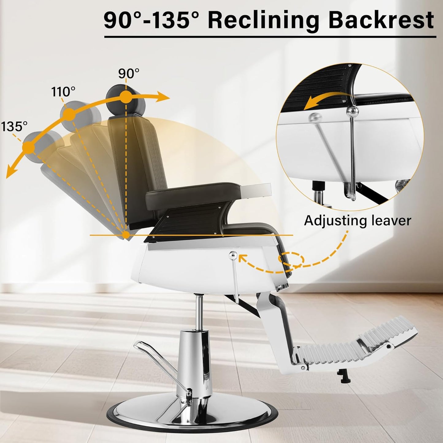 Barber Chairs for Barbershop Heavy Duty, Black Hydraulic Reclining Salon Chair for Hair Stylist with Footrest and Headrest, 360° Swivel All Purpose Shampoo Spa Beauty Tattoo Equipment