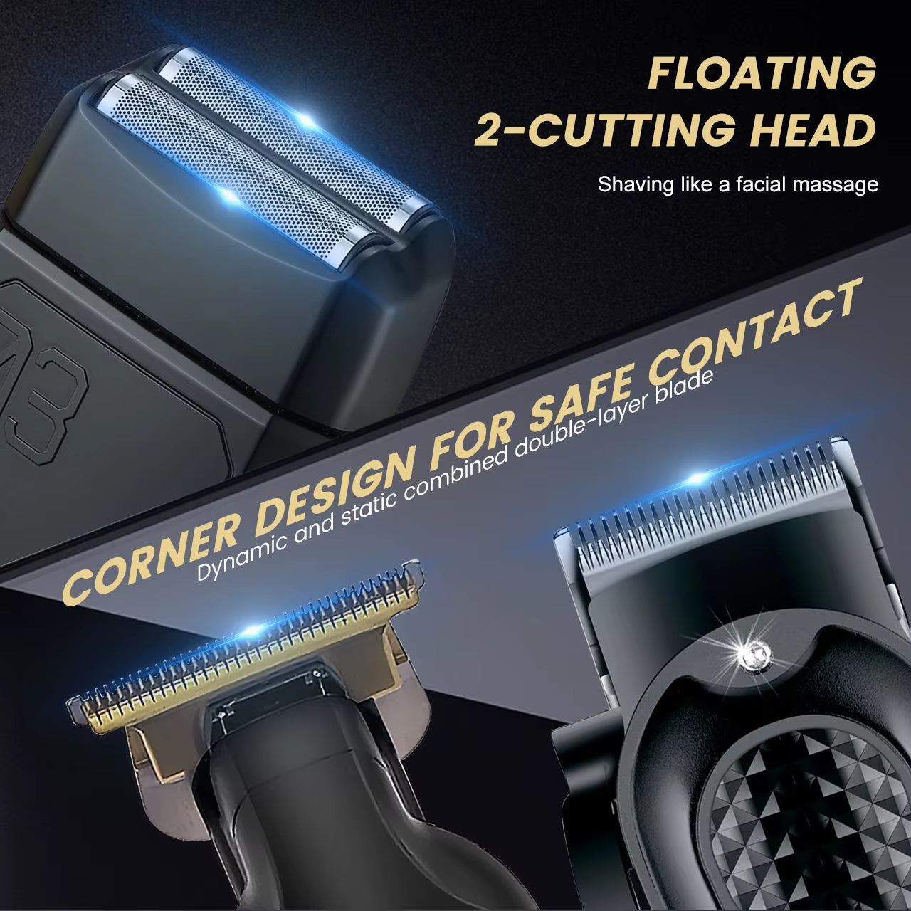 Professional Hair Clipper 3-Piece Set for Men Rechargeable Cordless Barber Clippers for Wet/Dry Hair Cutting
