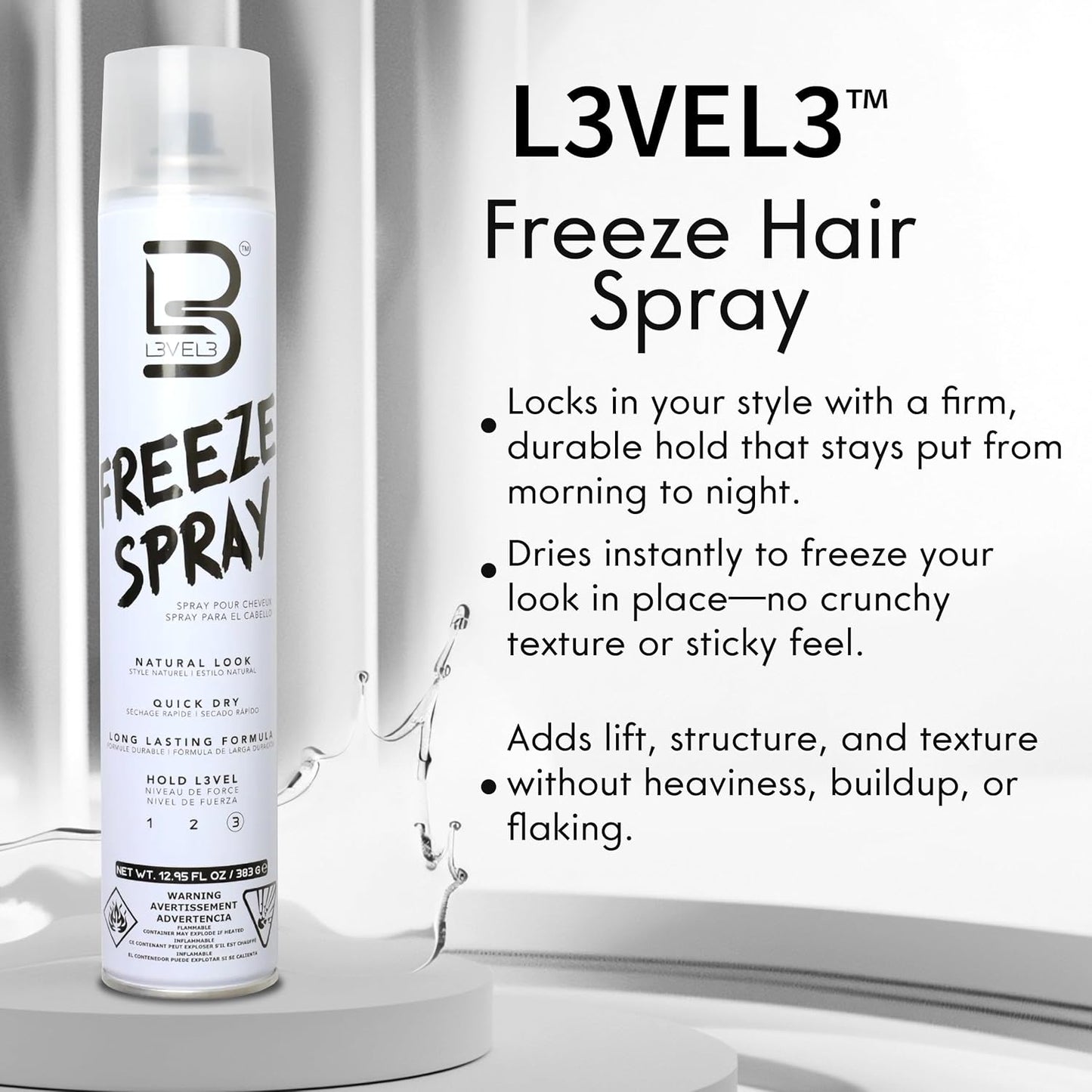 Level 3 Hair Spray - Long Lasting and Strong Hold Hair Spray (12.95 Oz)