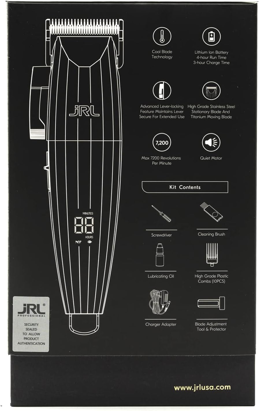 JRL Fresh Fade 2020C-G Clipper - Professional Hair Clippers W/Cool Blade Technology for Men'S Grooming - Rechargeable Clippers W/Lcd Display and Corrosion Proof (Gold)