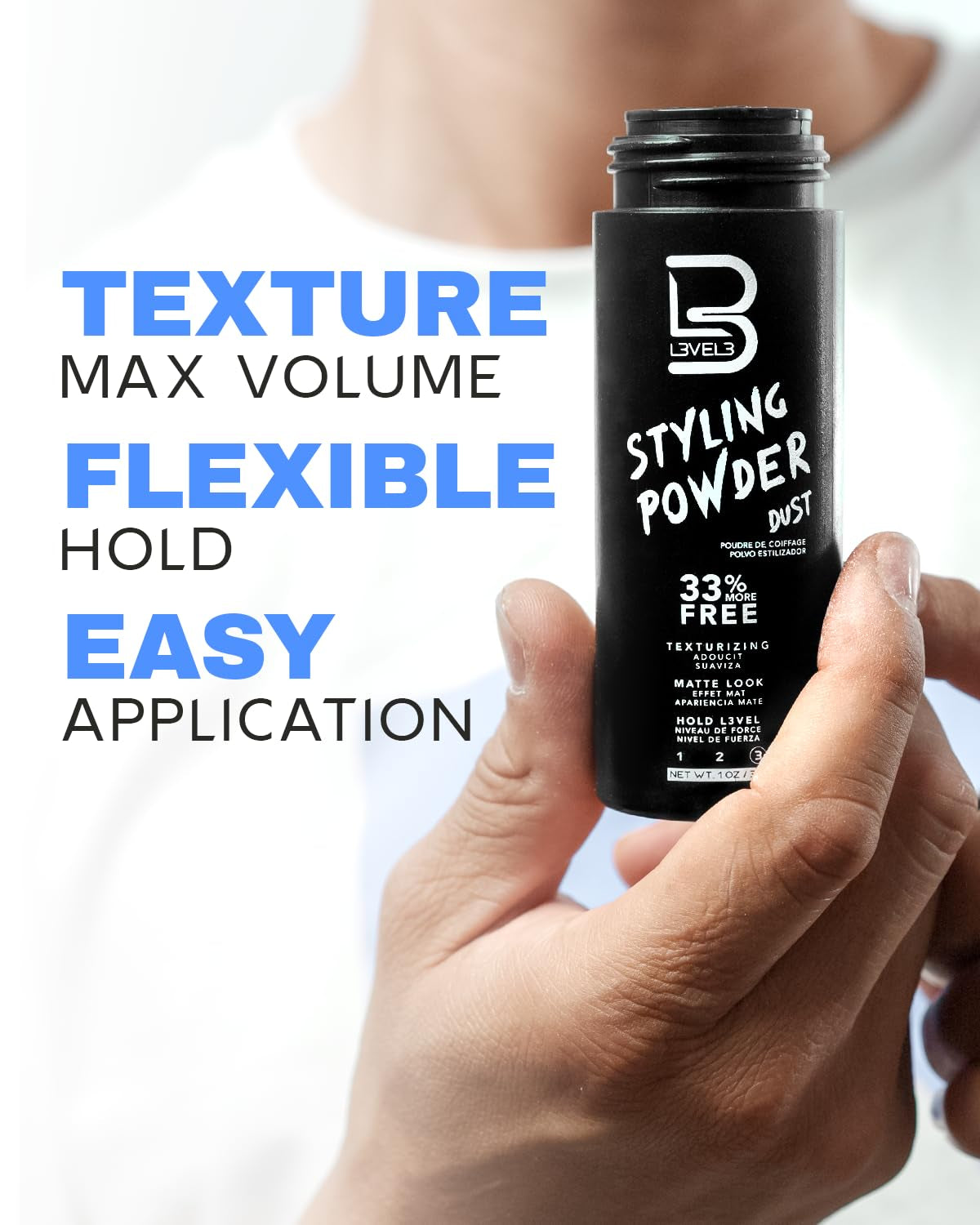 Level 3 Styling Powder - Natural Look Mens Powder - Easy to Apply with No Oil or Greasy Residue (Small - 30 Grams)