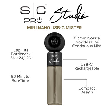 Stylecraft Studio High-Pressure Atomization Cordless Mini Nano Mister, USB-C Rechargeable for Barbers, Salon, Home Use