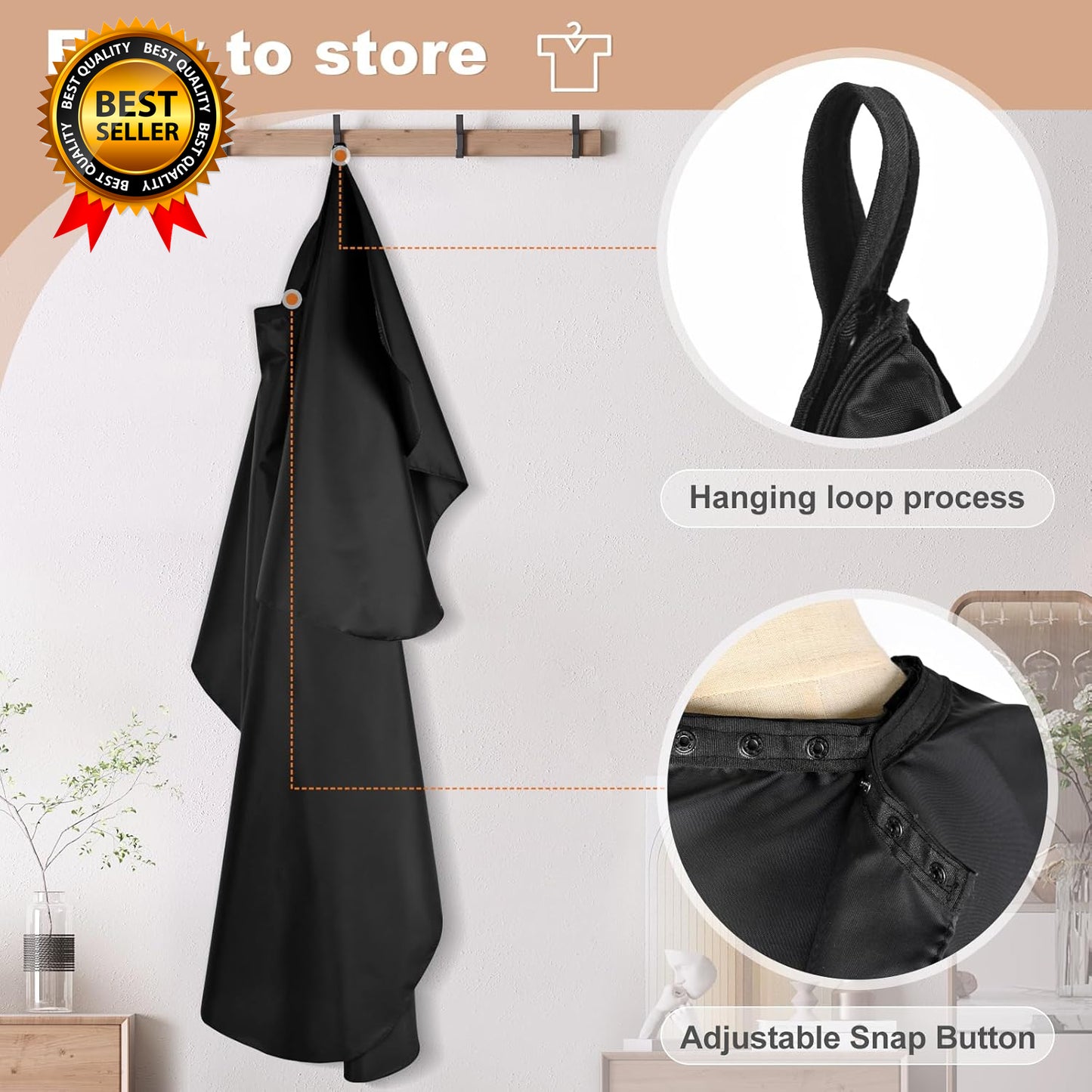 Hair Cutting Cape with Adjustable Snap Closure Professional Barber Cape