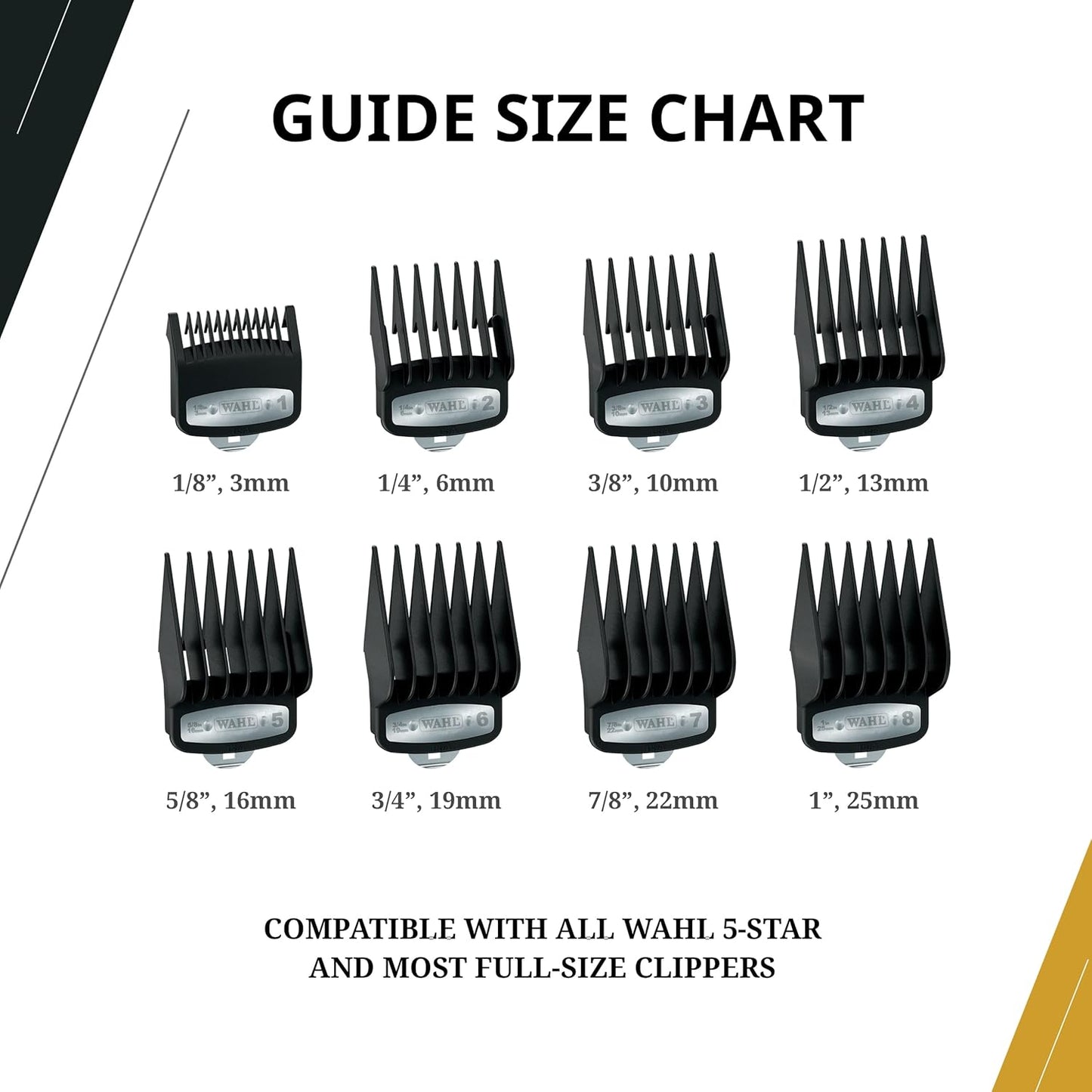 Premium Cutting Guides, #1-#8, with Organizer, Secure Fit, Durable Metal Clips