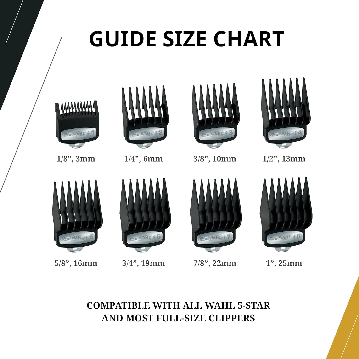 Premium Cutting Guides, #1-#8, with Organizer, Secure Fit, Durable Metal Clips