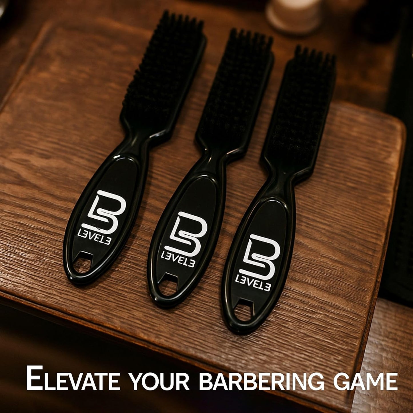 Level 3 Fade Brush Set - Barber Brush Kit for Fades and Lineups - Essential Barber Tool - 3 Pc