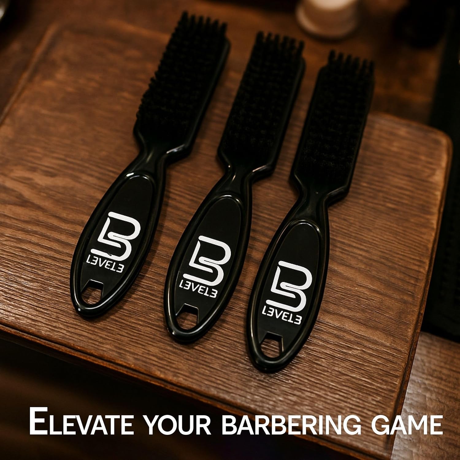 Level 3 Fade Brush Set - Barber Brush Kit for Fades and Lineups - Essential Barber Tool - 3 Pc