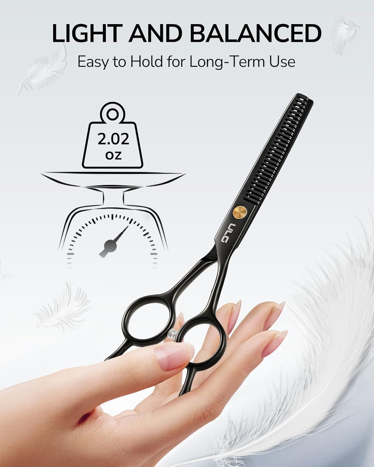 Professional Thinning Shears for Hair Cutting - 6.5’’ Hair Thinning Scissors, Ultra Sharp Japanese Stainless Steel, Ergonomic Handle for Barbers, Stylists, Salon & Home Use, Black