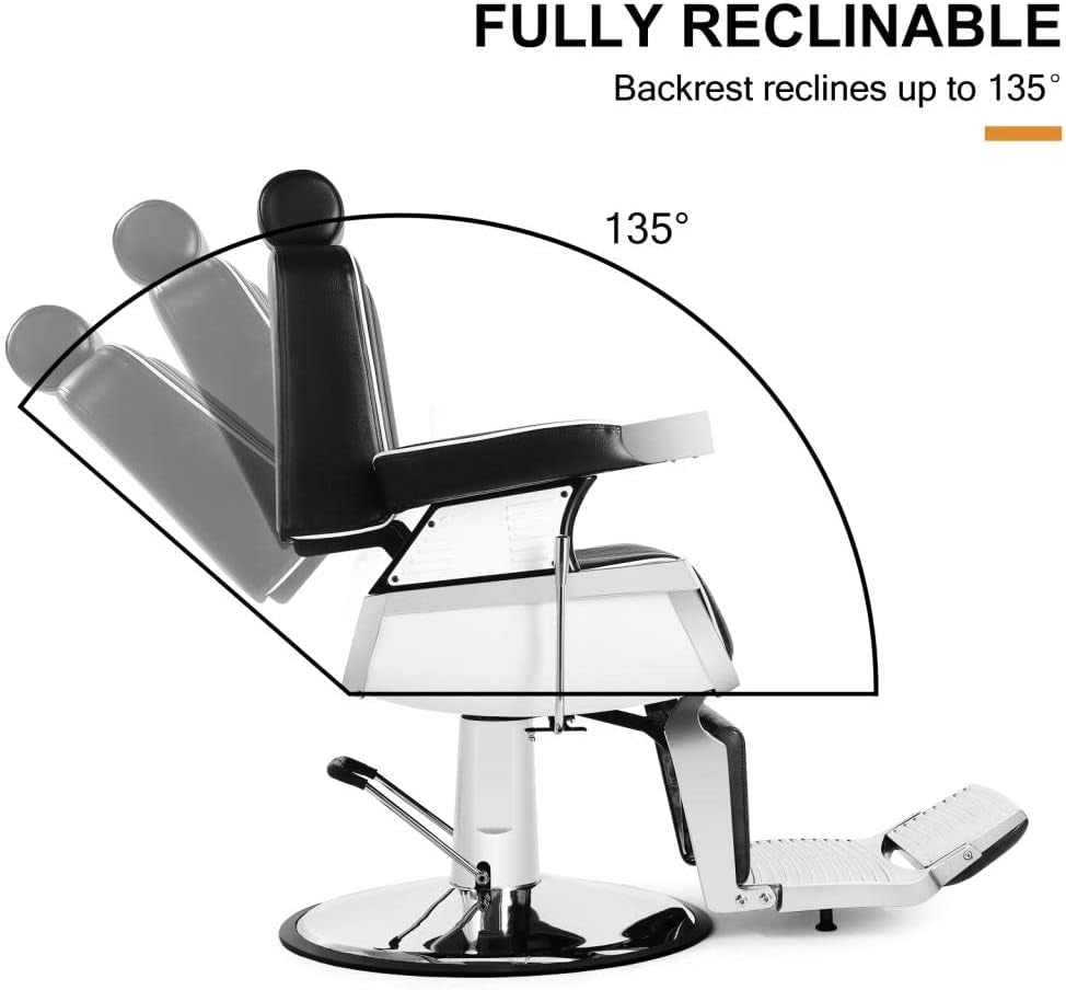 Barber Chair Barbershop Chairs Hydraulic Recline Barber Chairs Salon Chair for Hair Stylist Tattoo Chair Barber Salon Equipment(Black1)