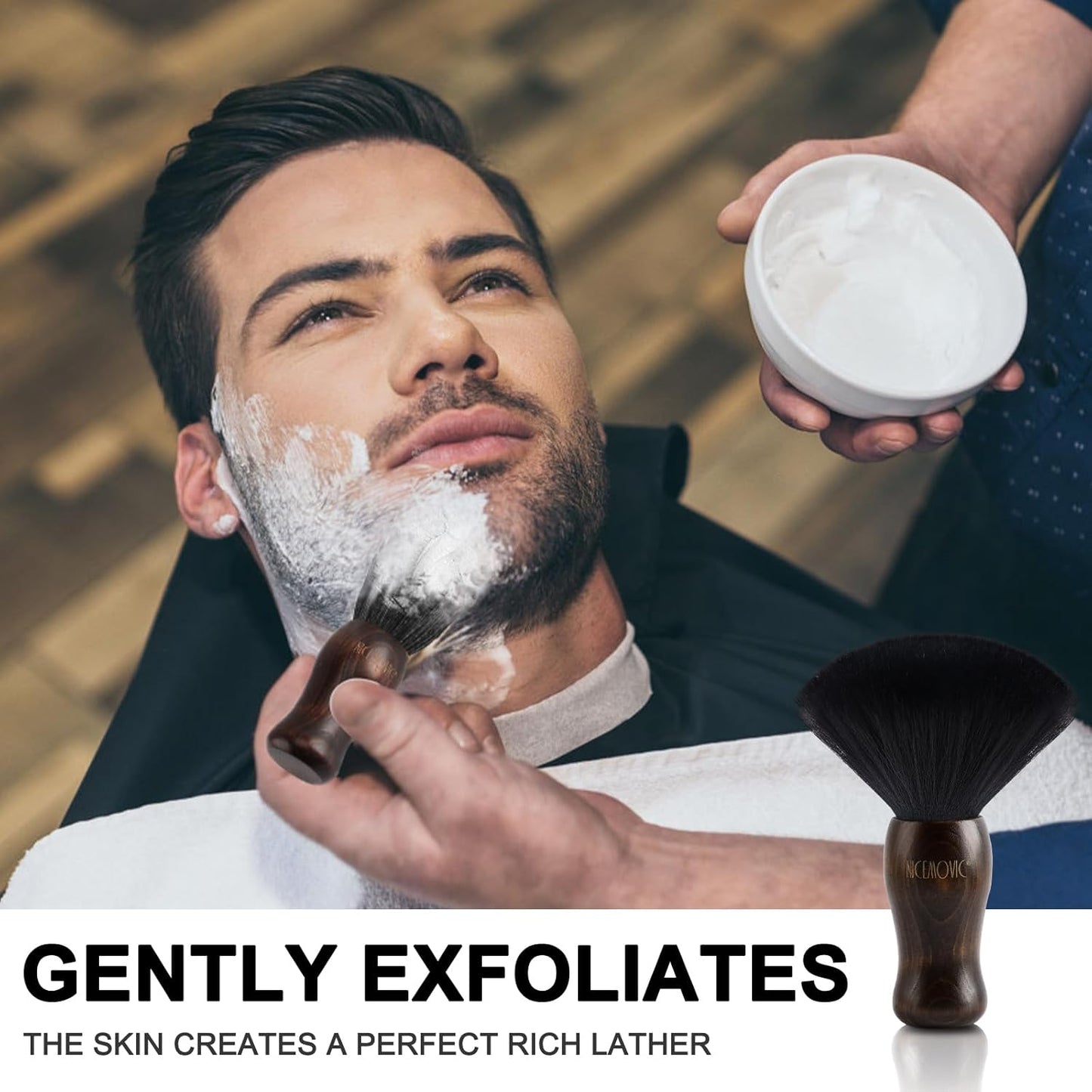 Set De Brochas Para Barbero 3 En 1, Cepillos De Nylon, Marrón Y Negro.
