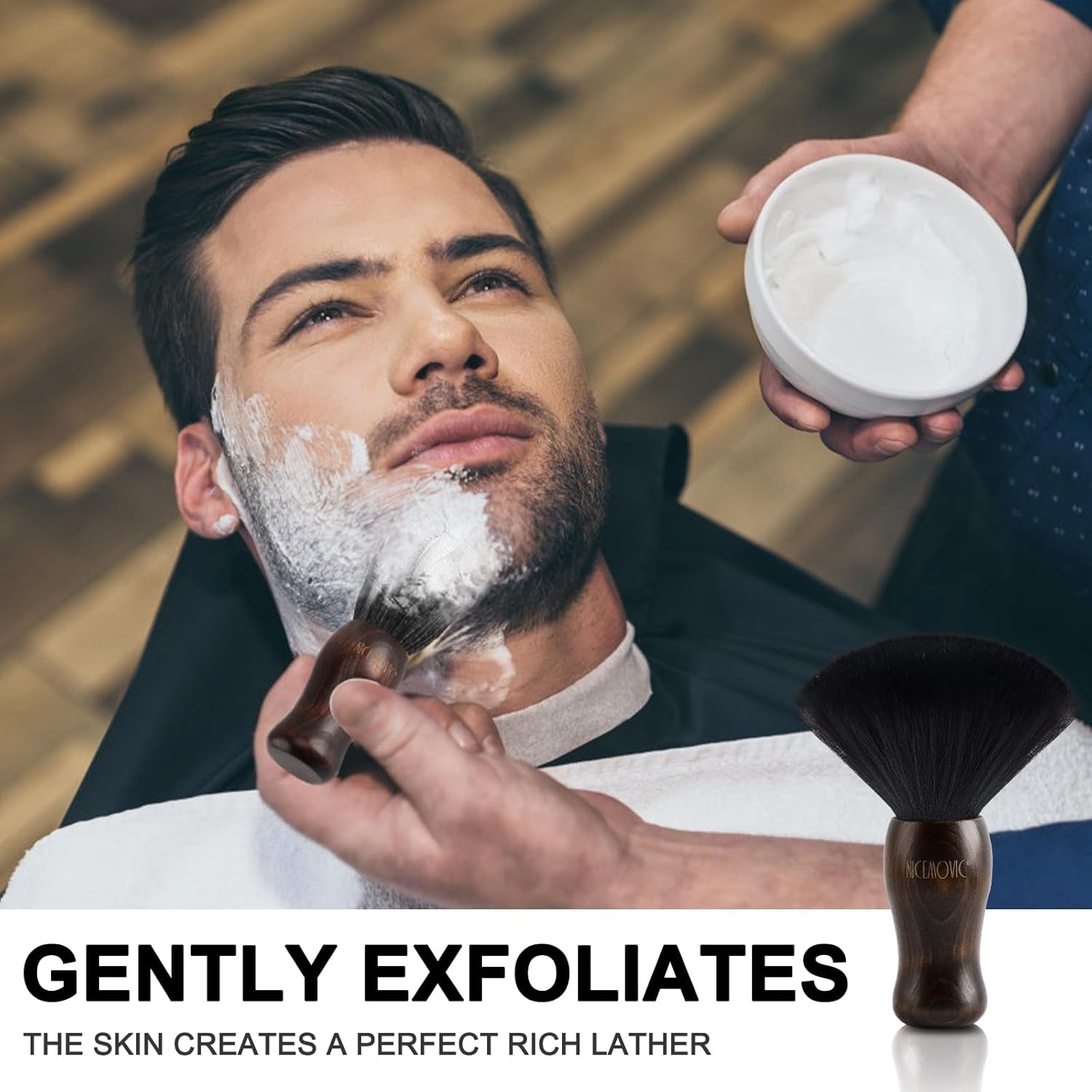Set De Brochas Para Barbero 3 En 1, Cepillos De Nylon, Marrón Y Negro.