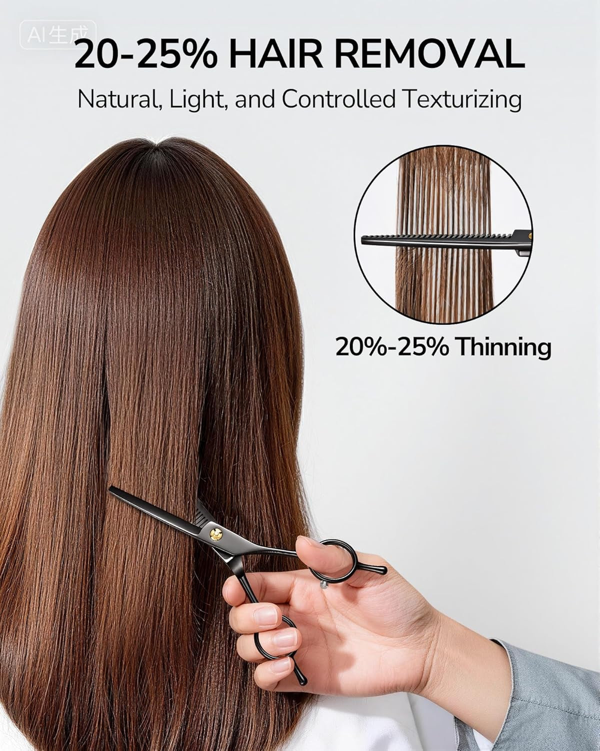 Professional Thinning Shears for Hair Cutting - 6.5’’ Hair Thinning Scissors, Ultra Sharp Japanese Stainless Steel, Ergonomic Handle for Barbers, Stylists, Salon & Home Use, Black