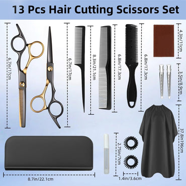 13 PCS Hair Cutting Scissors Shears Kit - 6.5 Inch Scissors for Men/Women/Kids