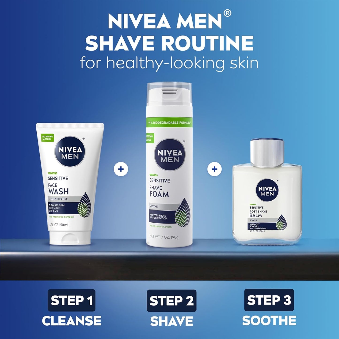 MEN Sensitive Post Shave Balm, with Vitaminpro Complex, Alcohol Free after Shave Balm for Men, 3.3 Fl Oz Bottle