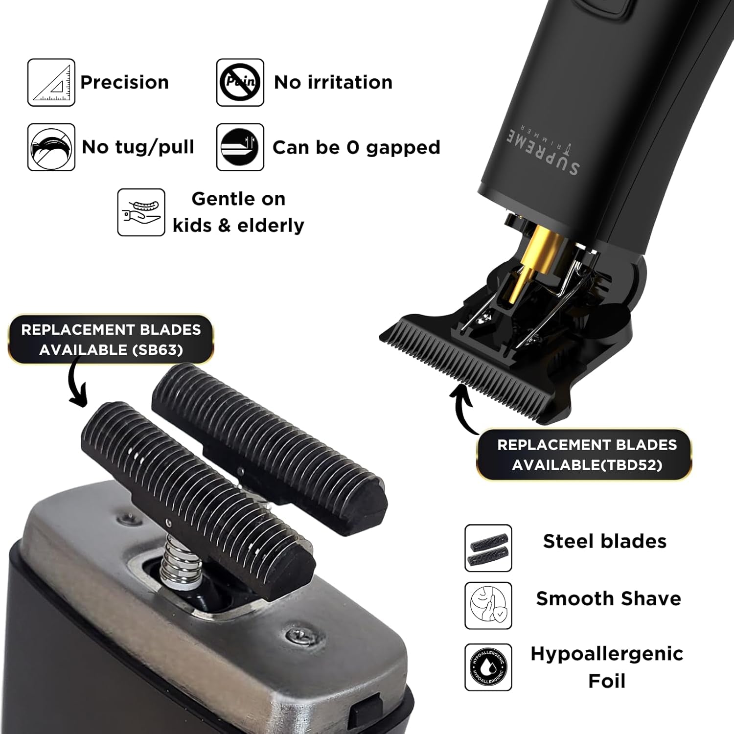 2-In-1 T-Shaper Trimmer & Crunch Foil Shaver | STF602 Electric Razor & ST5206 DLC Beard Trimmer Barber Haircut Kit | Black