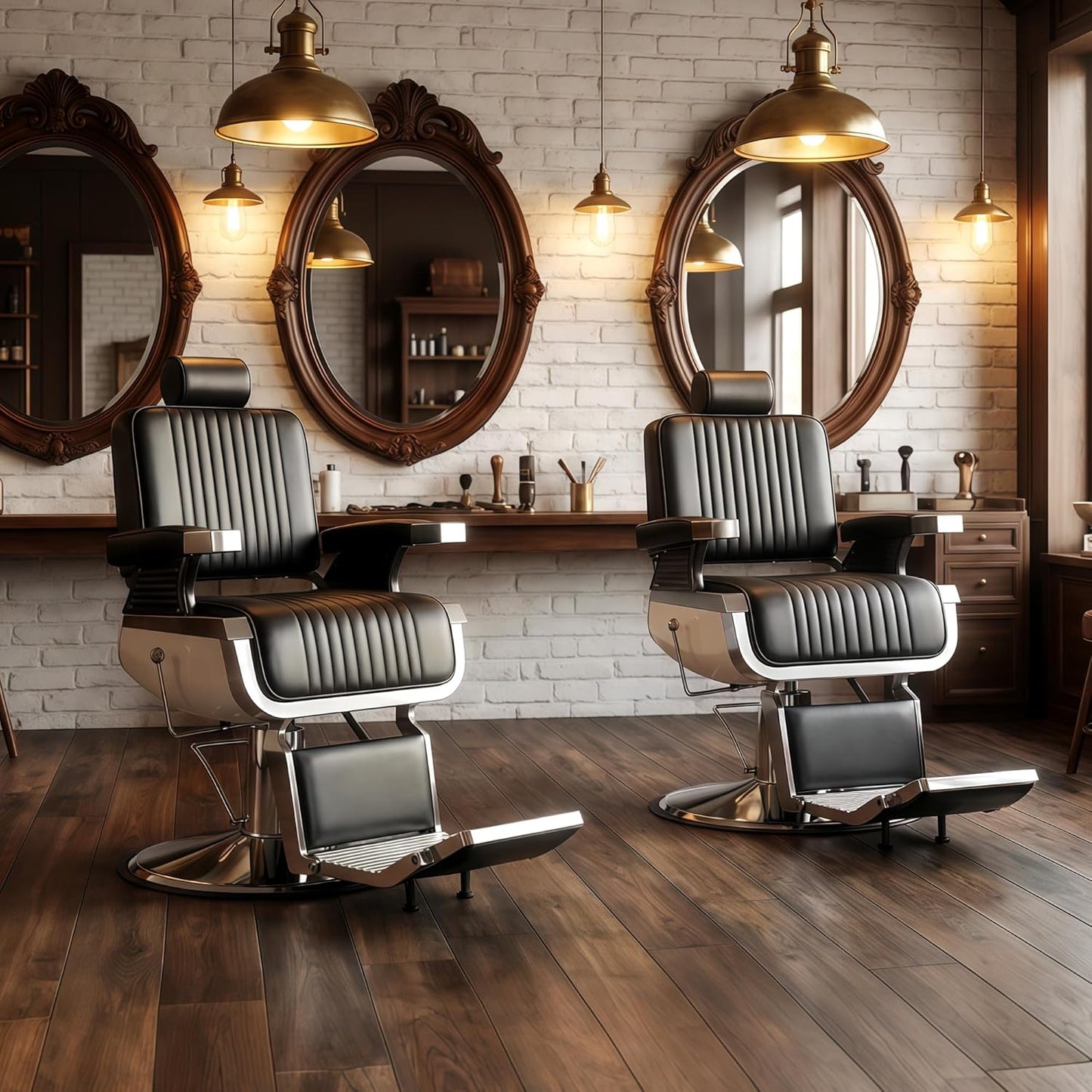 Barber Chairs for Barbershop Heavy Duty, Black Hydraulic Reclining Salon Chair for Hair Stylist with Footrest and Headrest, 360° Swivel All Purpose Shampoo Spa Beauty Tattoo Equipment