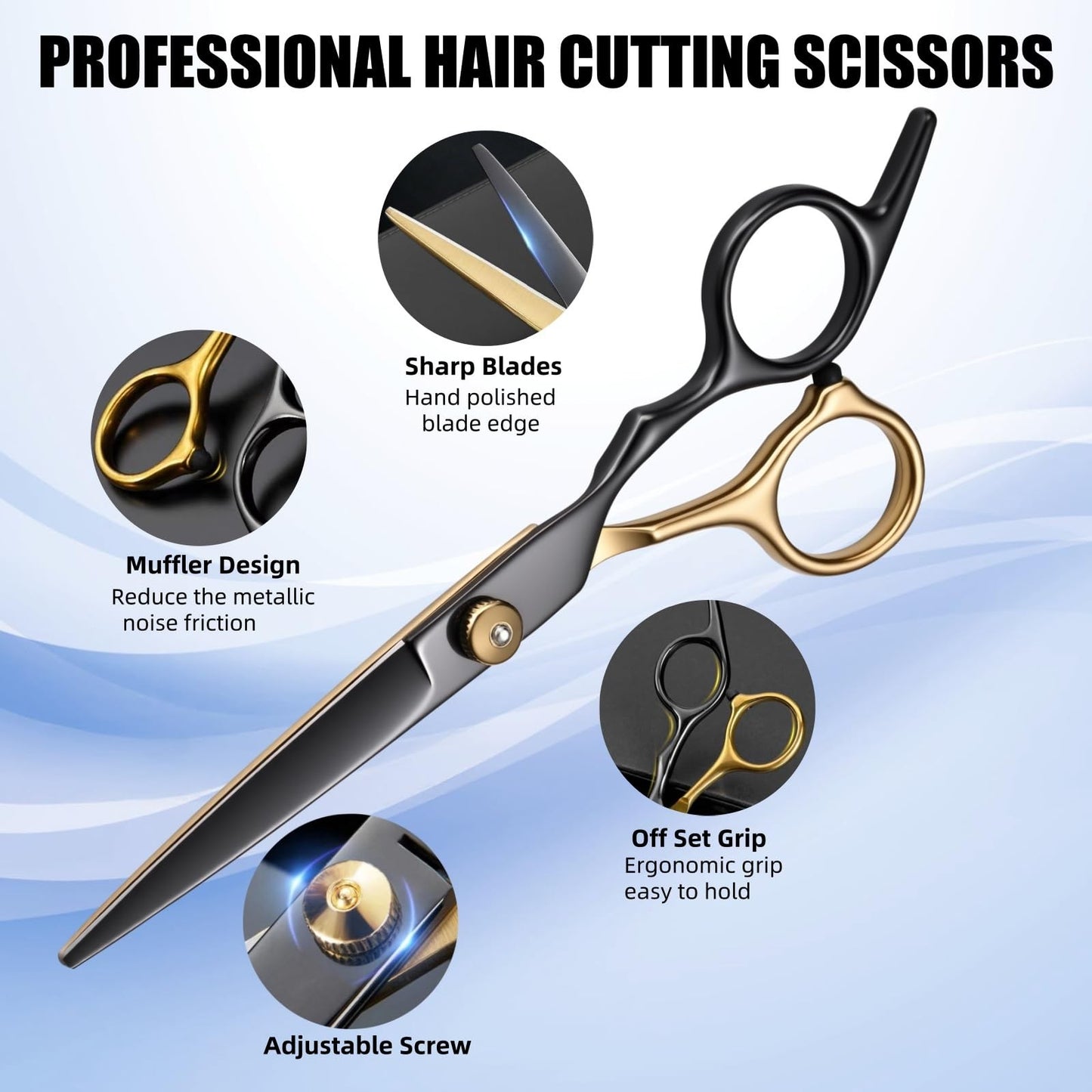 13 PCS Hair Cutting Scissors Shears Kit - 6.5 Inch Scissors for Men/Women/Kids