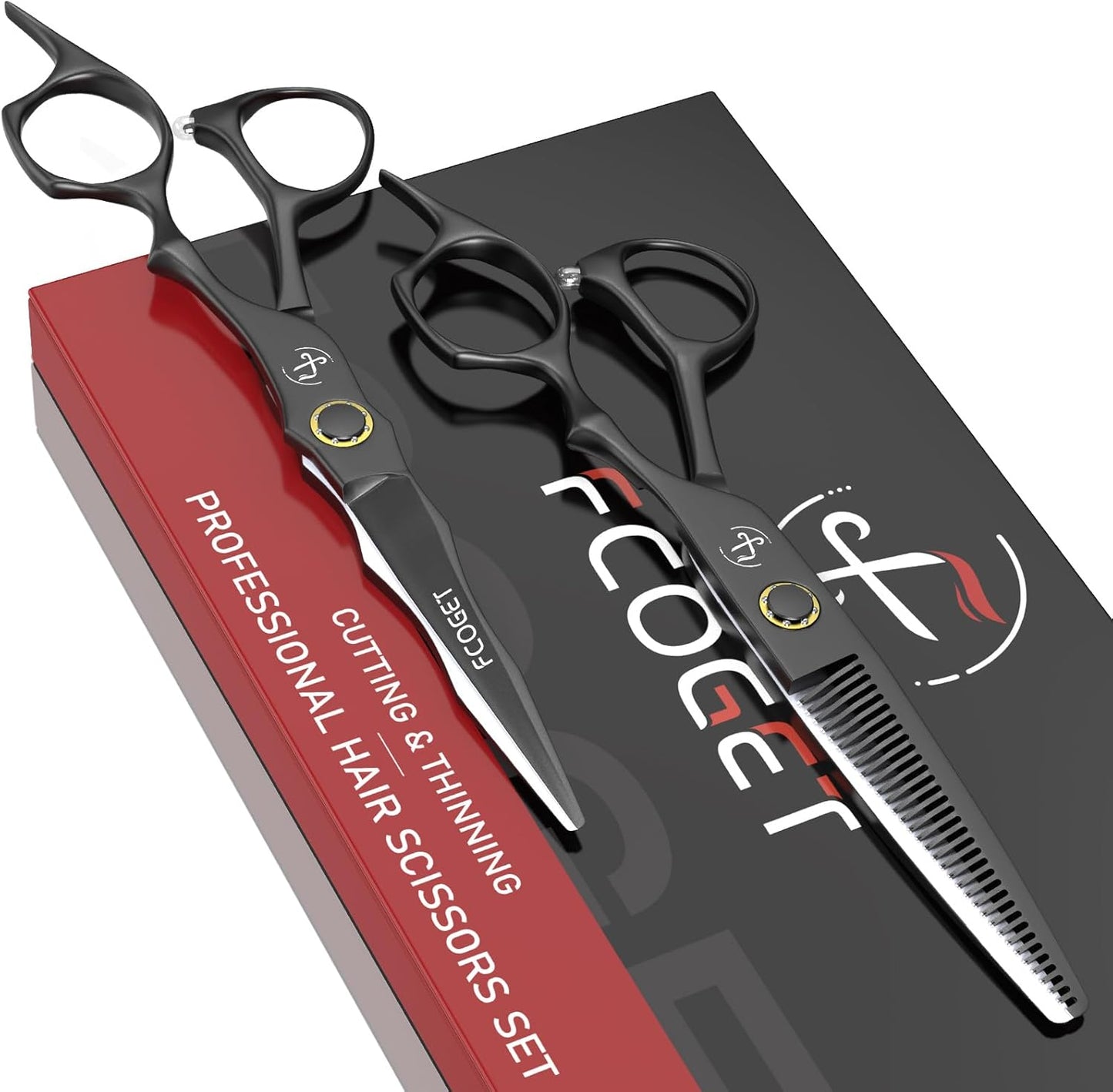 Professional Barber Hair Scissors Thinning Shears Kit - 6.8" HIGH-END Extremely Sharp Haircut Scissors Hairdressing Texturizing Hair Cutting Shears Set 440C Stainless Steel for Salon Home Stylists