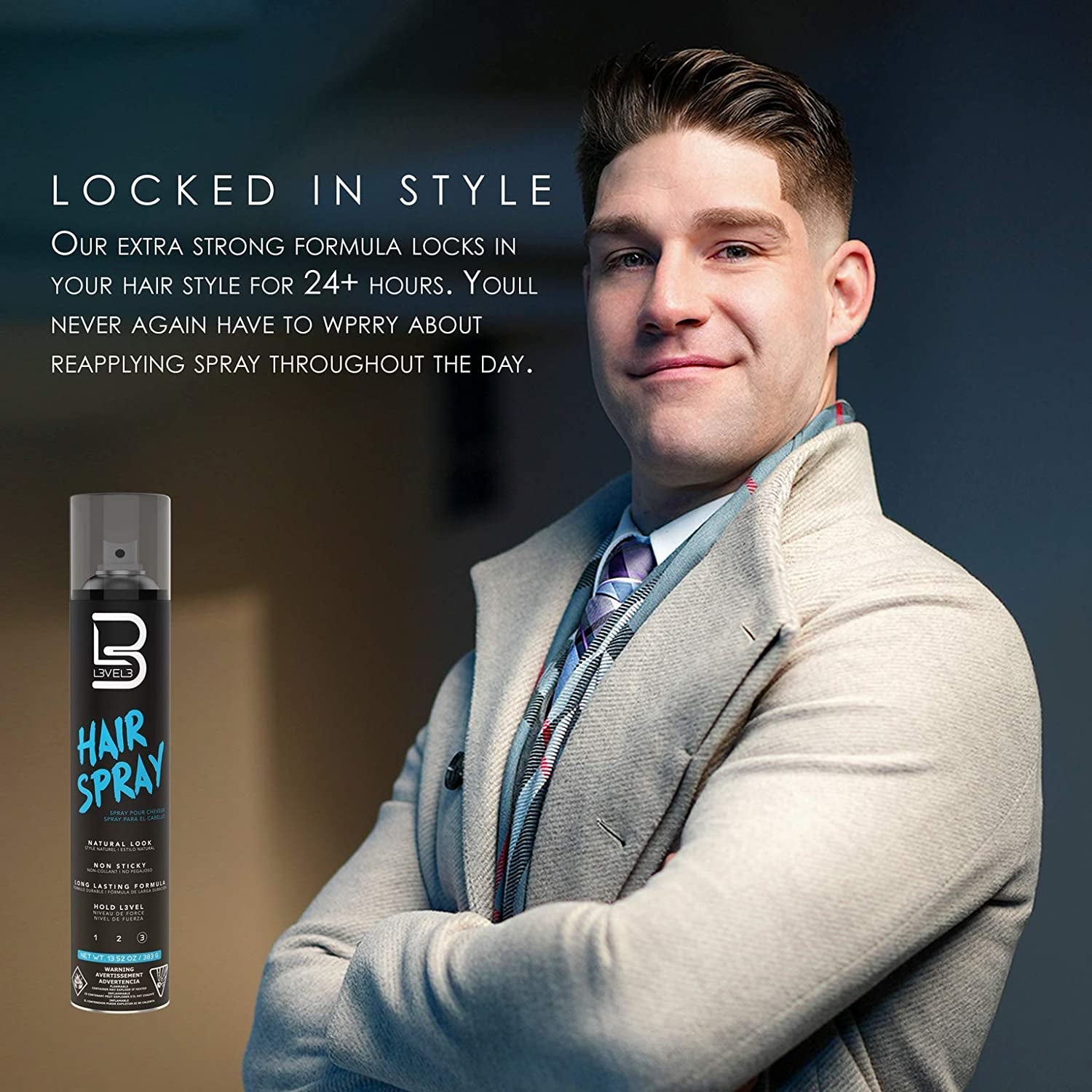 Level 3 Hair Spray - Long Lasting and Strong Hold - Great for Men and Women - Level Three - Suitable for All Hair Types (Hair Spray, 12.95 Fl Oz (Pack of 1)