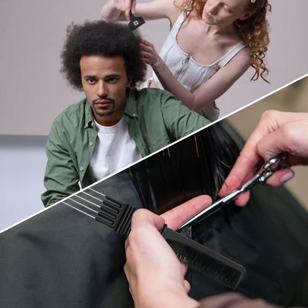 3 Pack Metal Pick Set for Afro, Beard, and Curly Styling - Teasing Combs for Men and Women