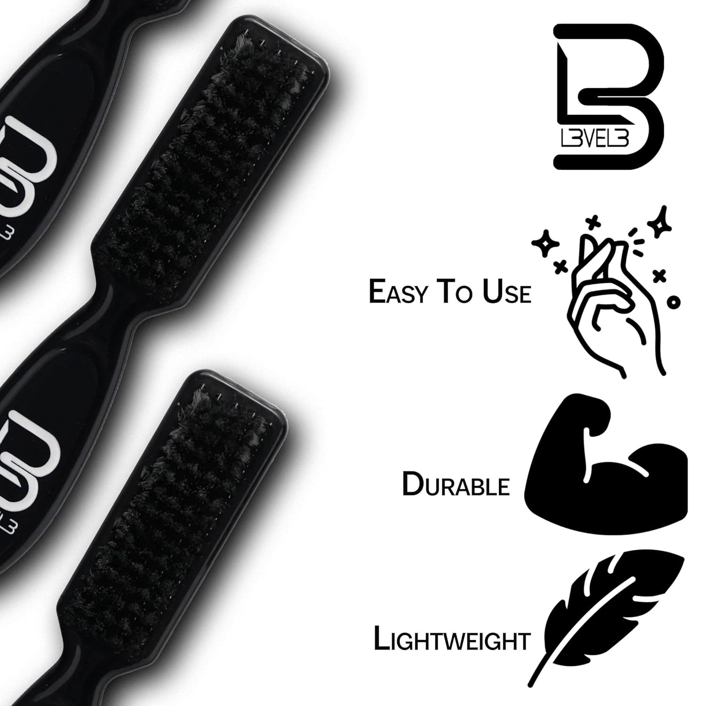 Level 3 Fade Brush Set - Barber Brush Kit for Fades and Lineups - Essential Barber Tool - 3 Pc